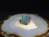 【Tommy Singer】Navajo Turquoise Chip Inlay Silver Ring c.1970