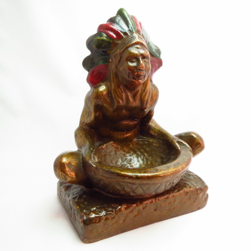 Antique Naked Indian Chief Plaster Tray  c.1930