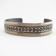 Vintage Stamp & Filed Silver Hallmarked Cuff Bracelet c.1960
