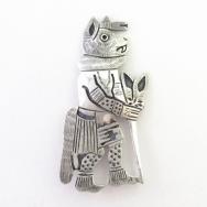 【Norman Honie Sr.】Vtg Hopi Overlay Wolf Katsina Pin  c.1960～