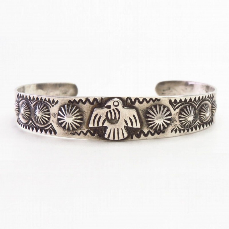 Atq Stamped T-bird Applique & Concho Repoused Cuff  c.1930～