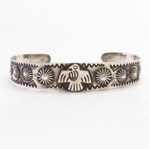 Atq Stamped T-bird Applique & Concho Repoused Cuff  c.1930～