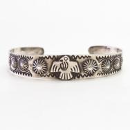 Atq Stamped T-bird Applique & Concho Repoused Cuff  c.1930～