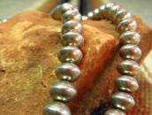 Vintage Fine Silver Beads Necklace w/Cross Fob