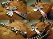 Vintage Fine Silver Beads Necklace w/Cross Fob