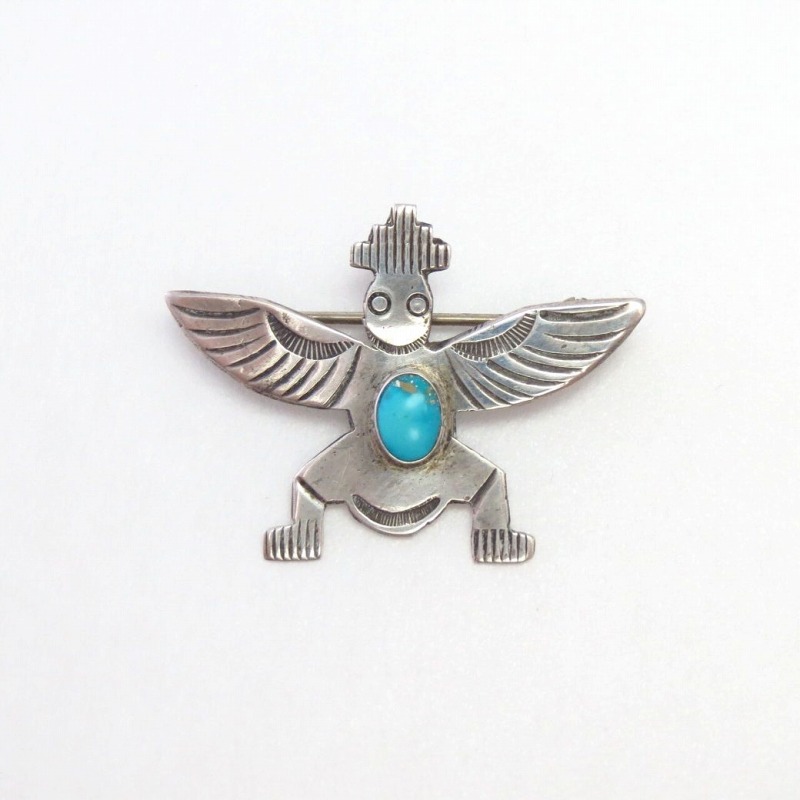 Atq Zuni or Navajo Knifewing Shaped Small Pin w/TQ  c.1930～