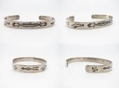 Antique 『ON BOOK』 卍 & Arrows Stamped Silver Cuff c.1930