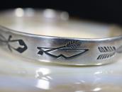 Antique 『ON BOOK』 卍 & Arrows Stamped Silver Cuff c.1930