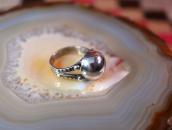 Antique "Navajo Pearl" Face Silver Tourist Ring  c.1935～
