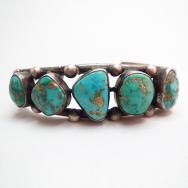 Vintage Silver Row Cuff w/Morenci Turquoise c.1960