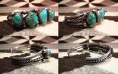 Vintage Silver Row Cuff w/Morenci Turquoise c.1960