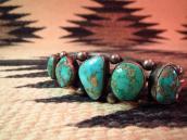 Vintage Silver Row Cuff w/Morenci Turquoise c.1960