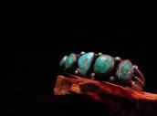 Vintage Silver Row Cuff w/Morenci Turquoise c.1960