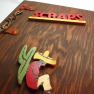 Antique Mexican Wood Album Book 【Scraps】  c.1940