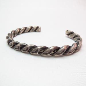 Vintage Stamped Twisted Silver Wire Cuff  c.1950