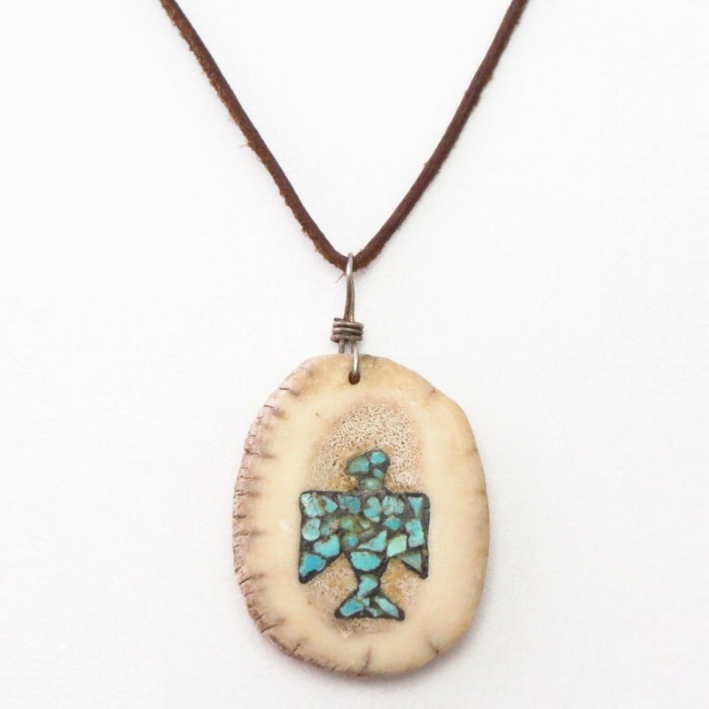 Vtg Kewa/SantoDomingo T-bird Chip Inlay Top Necklace c.1960～