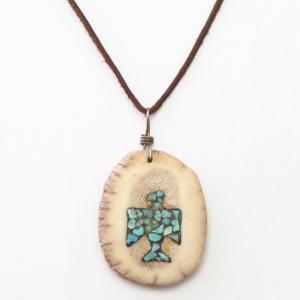 Vtg Kewa/SantoDomingo T-bird Chip Inlay Top Necklace c.1960～