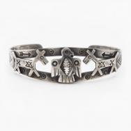 Antique Thunderbird & Horses Applique Silver Cuff c.1930