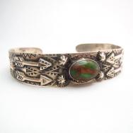Antique Arrow Patched Silver Cuff Bracelet w/TQ  c.1930～