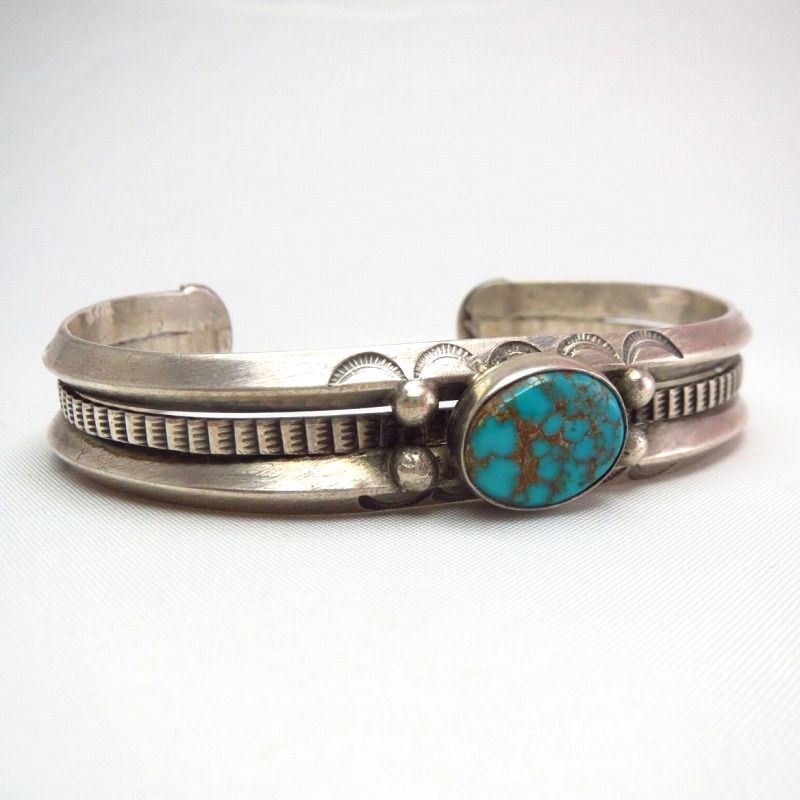 Vintage Stamped Triangle Wire Cuff Bracelet w/TQ  c.1940～