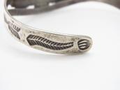 Atq Stamped Silver T-bird Applique Cuff w/Turquoise  c.1930～