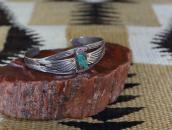 Atq Stamped Silver T-bird Applique Cuff w/Turquoise  c.1930～