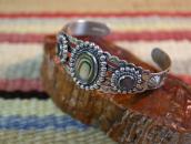Vintage 【BELL】Stamped Silver Cuff w/Mother of Pearl c.1950～