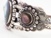 Vintage 【BELL】Stamped Silver Cuff w/Mother of Pearl c.1950～