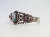 Vintage 【BELL】Stamped Silver Cuff w/Mother of Pearl c.1950～