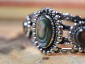 Vintage 【BELL】Stamped Silver Cuff w/Mother of Pearl c.1950～
