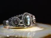 Vintage 【BELL】Stamped Silver Cuff w/Mother of Pearl c.1950～