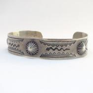 Antique Concho Repoused & Snake Stamped Cuff Bracelet c.1940