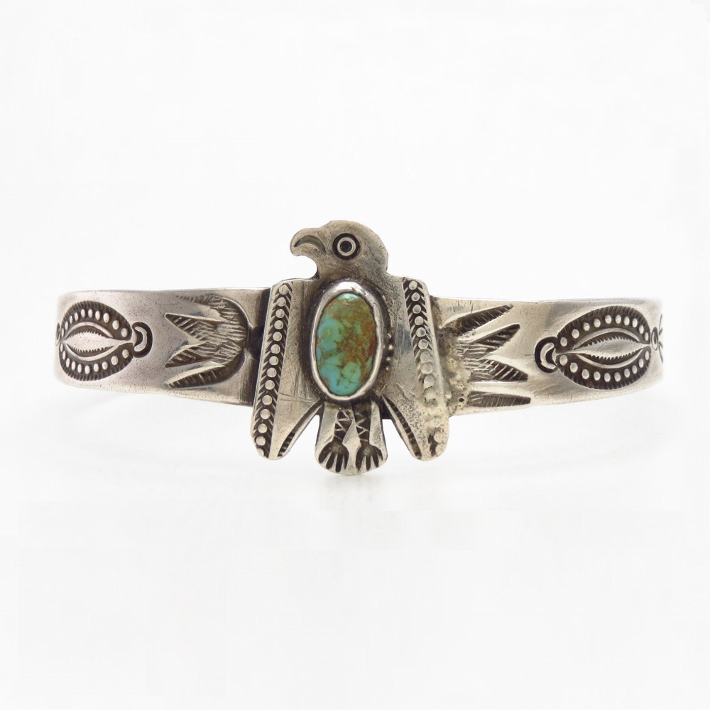 Atq Navajo『ON BOOK』T-bird Applique Ingot Silver Cuff c.1920～
