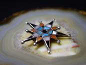 Vintage Zuni Multi-Stone Inlay Burst Star Pin Brooch c.1950～