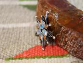 Vintage Zuni Multi-Stone Inlay Burst Star Pin Brooch c.1950～