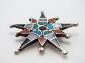 Vintage Zuni Multi-Stone Inlay Burst Star Pin Brooch c.1950～