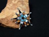 Vintage Zuni Multi-Stone Inlay Burst Star Pin Brooch c.1950～