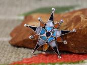 Vintage Zuni Multi-Stone Inlay Burst Star Pin Brooch c.1950～