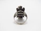Atq Navajo T-bird Face Silver Ring w/Green Turquoise c.1930～