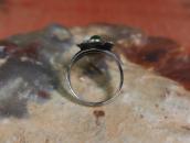 Atq Navajo T-bird Face Silver Ring w/Green Turquoise c.1930～