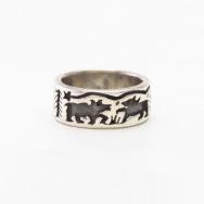 【Ed Wayne Aragon】Kewa Old "Storyteller" Overlay Ring c.1990～