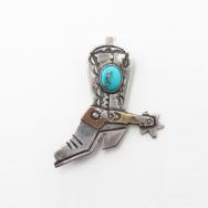 Atq Navajo Boot with Spur Shape Pin w/Turquoise c.1930～