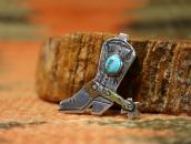 Atq Navajo Boot with Spur Shape Pin w/Turquoise c.1930～