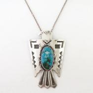 Vtg 【BELL】 T-bird Shape Top w/Gem Turquoise Necklace c.1940～