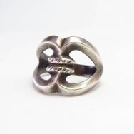 Vintage Navajo Stamped Cast Silver Knot Design Ring  c.1940～