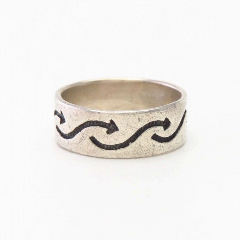 Antique Navajo Arrows Stamped Ingot Silver Men's Ring c.1940