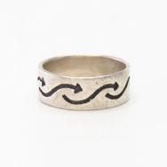 Antique Navajo Arrows Stamped Ingot Silver Men's Ring c.1940