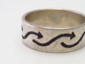 Antique Navajo Arrows Stamped Ingot Silver Men's Ring c.1940