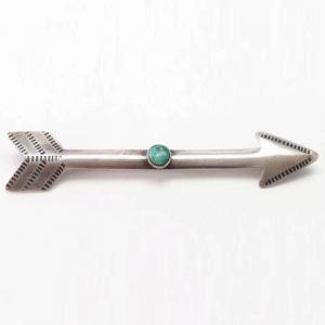 【KIK-A-POO】Atq Big Arrow Shape Silver Pin w/Turquois c.1940～