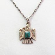 Antique 卍 Stamped Thunderbird Small Fob Necklace w/TQ c.1930